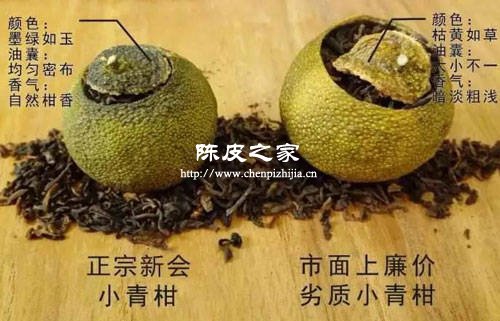 真假小青柑圖片對(duì)比示意圖